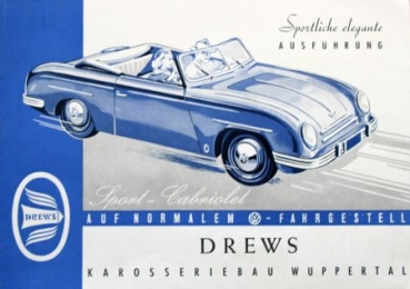 Drews Volkswagen Sport-Cabriolet Modellprogramm 1951original Automobilprospekt (9837)